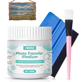 AllisWay Photo Transfer Potch, Transparent Transfer Varnish, Photo Transfer Medium for Laser Printer Photo, Transfer Prints, Photos, Pictures on Wood and Canvas, Applicable to Hobby Leisure, 100 ml
