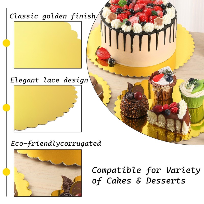 RAMFIYN 20 Pack 12 Inch Cake Boards Gold Cardboard for