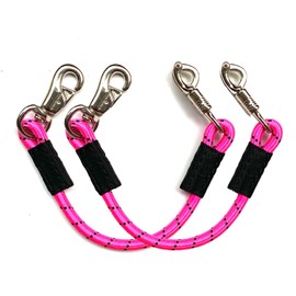 JA Horse Transport Elastic Tie Rope Elastic Rubber Tie Chain with Panic Hook and Bull Snap for Equestrian Horse Trailers, Box and Stable (1, Pink, 60 cm)