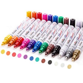 TFIVE Paint Pens Paint Markers on Almost Anything Never Fade Quick Dry and Permanent, Oil-Based Waterproof Marker Pen Set for Rocks Painting, Wood, Fabric, Plastic, Canvas, Glass, Mugs, DIY Craft
