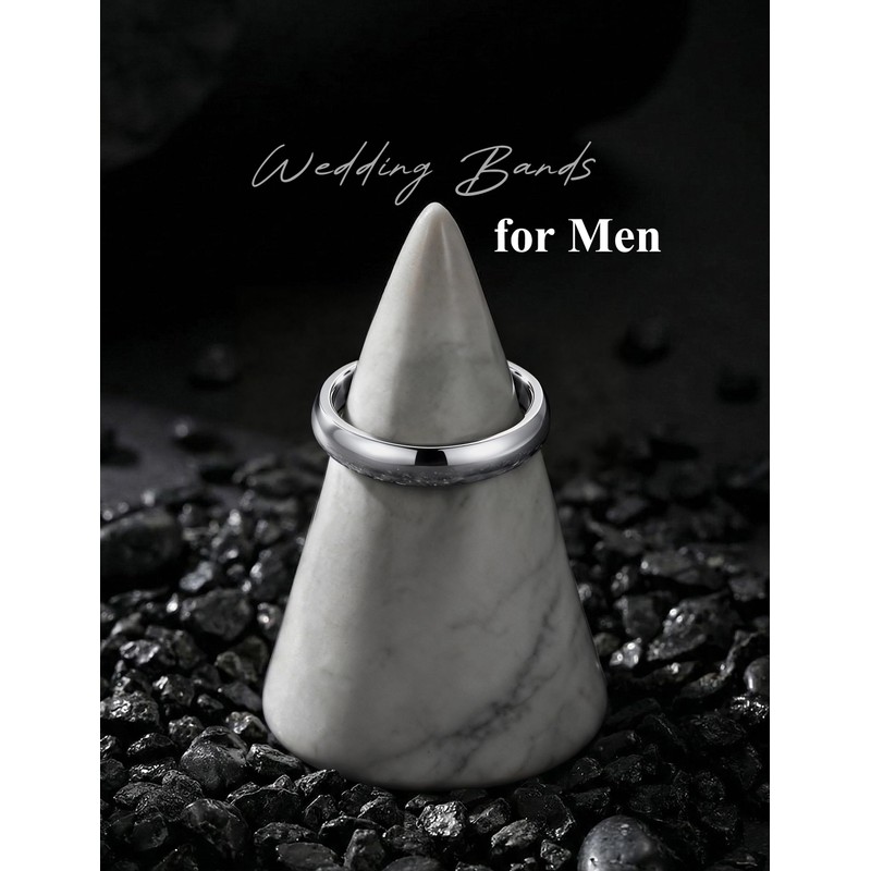 Jstyle 4mm Silver Titanium Wedding Band for Women Men, Comfort