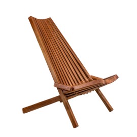 primestok Acacia Wood Folding Lounge Chair, Low-Profile Fully Assembled Outdoor Chair for Patio, Poolside, Garden & Porch (Teak Color)