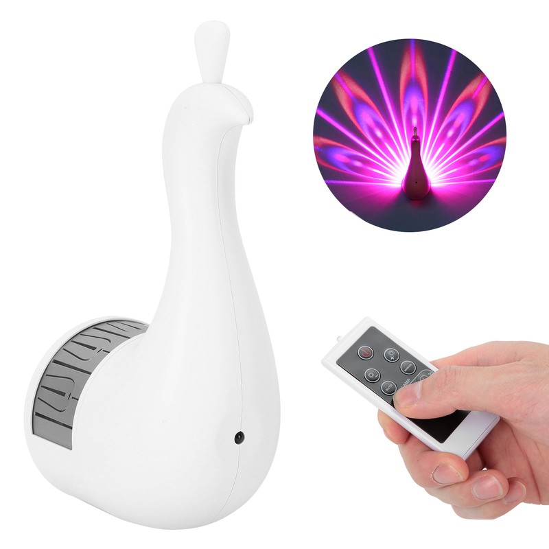 PeacockShaped Projection Lamp Decorative Light Touch Control ABS Nightlight Bedroom(White