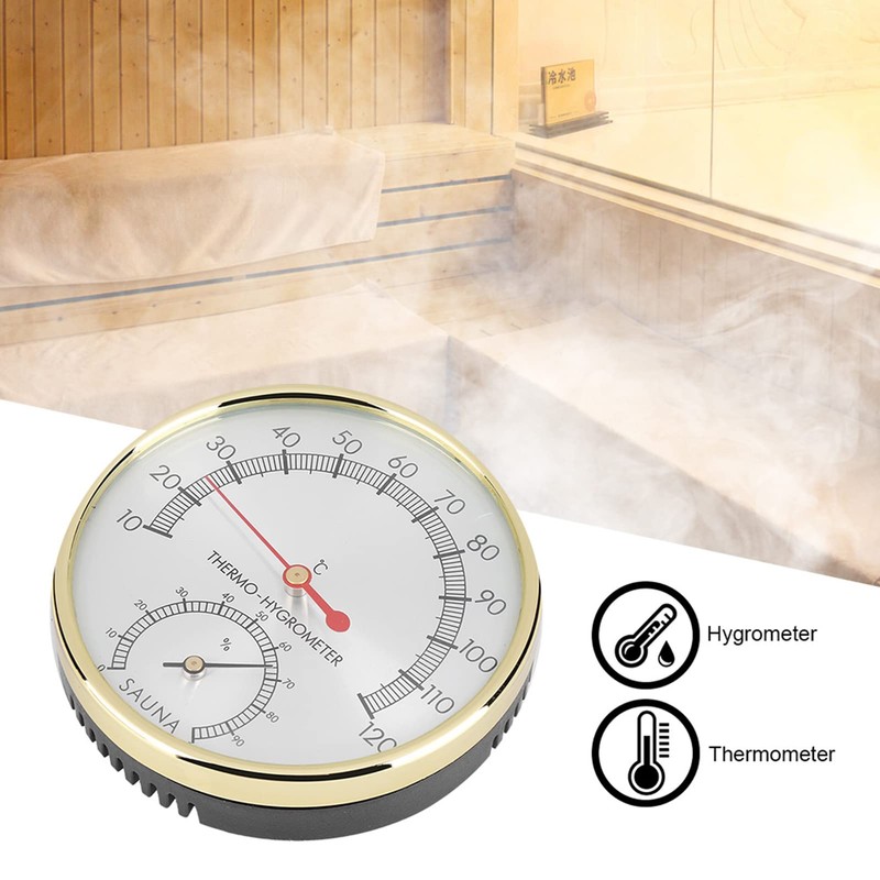 Sauna Room Thermometer, Metal Indoor Thermometer Hygrometer Hygrothermometer Sauna Room