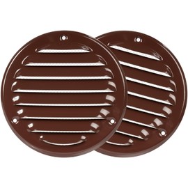 Repa Market 4'' Inch (Opening Dimensions) Brown Vent Covers - Pack of 2 - Metal Round Soffit Vent - Air Vent Louver - Built-in Screen Mesh - HVAC Ventilation Grille - 5.5" Inch (Outer Dimensions)