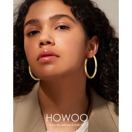 Howoo Big Chunky Hoops Medium Chunky Thick Hoop Earrings for Women