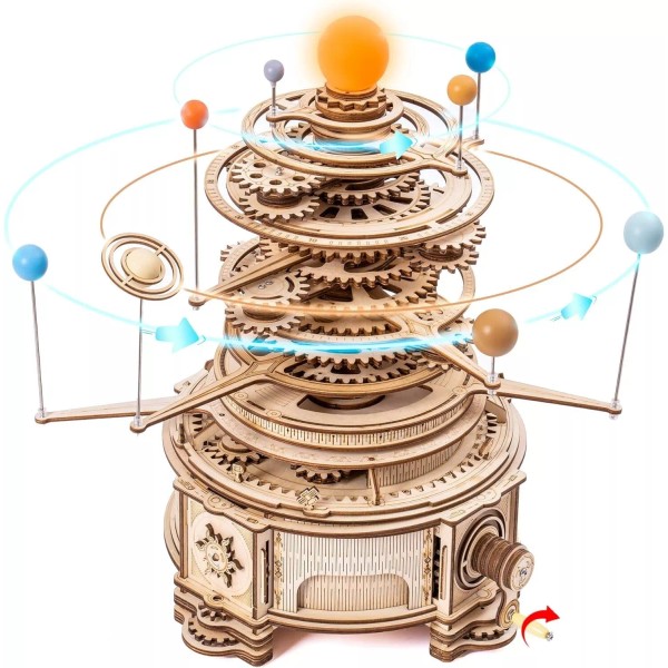 ROKR Solar System Rotatable Orrery 3D Wooden Puzzle Build Model