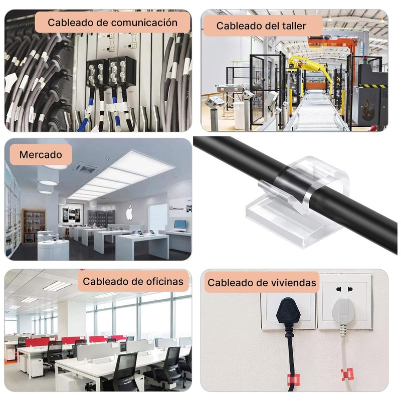 OSALOLO 55 Piezas Clips Organizadores de Cables Autoadhesivos, Soportes de