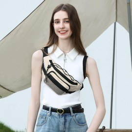 TINYAT Fanny Pack for Men Women Multifunction Waist Packs Large Crossbody Bum Bag with Zipper Waterproof Chest Bag for Hiking