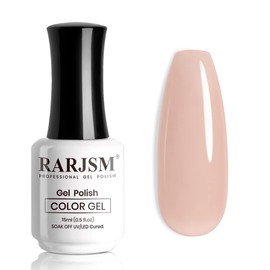 RARJSM Nude Pink Gel Nail Polish - Neutral, Transparent, French, Milky Pink Skin Tone - Sheer Light Pink Gel Nail Varnish - UV LED Cured, Soak Off - Home Salon DIY - 15ml Single Bottle