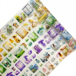 TIAMECH 6 Rolls Rainy Day Series PET Scrapbook Tapes, Urban Spring Rain Drizzle Splashing Storm Decorative Tape Stickers for Junk Journaling, Die-Cutting Tape Scrapbooking Supplies, and Ephemera
