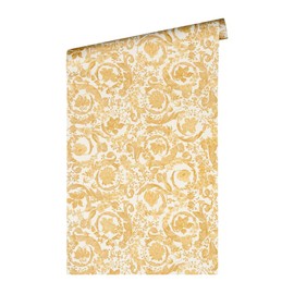 Livingwalls Wallpaper Floral Design - White, Gold - Flower Wallpaper 395.99in x 20.87in Made in Germany - 387064