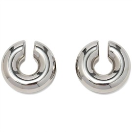 Atiptu arete gruesos de oro para mujer, sin piercings, chapados en oro de 14 quilates, gruesos, redondos, con clip de tendencia para cartílago, Acero inoxidable, No