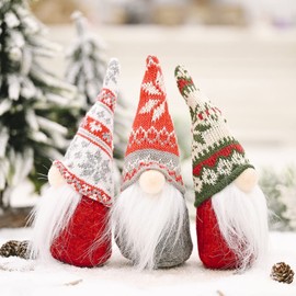 YUDANSI Christmas Gnomes Plush Decorations 3pack, Handmade Scandinavian Tomte Christmas decor, X’mas Gnomes Shelf Tray Tabletop Décor, Santa Holiday Nordic Style Stuffed Decorations Plush Ornaments