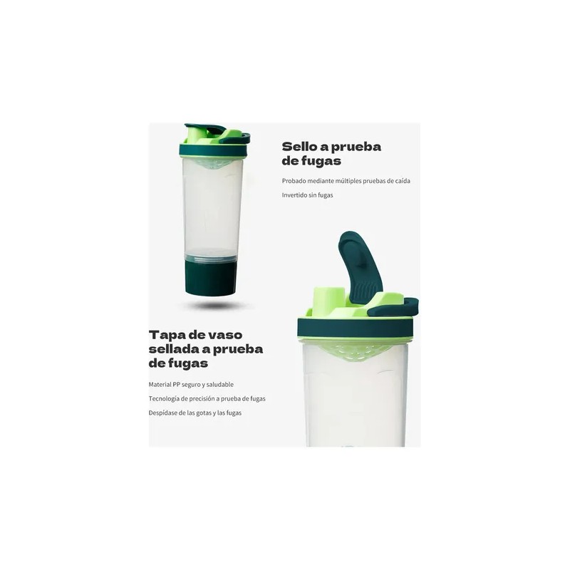 Shaker Mezclador Awvuq 700ml Verde Con Filtro Proteína Gimnasio Libre