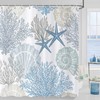 Caheansi Nautical Coastal Shower Curtain, Blue Ocean Beach Seashell Starfish