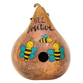 Saving Shepherd "BEE POSITIVE" BIRDHOUSE - Amish Hand Painted Honey Bees Gourd