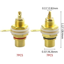 RUNCCI-YUN 20 Pcs RCA Female Sockets,Gold Plated RCA Connector Female Panel Mount,RCA Phono Chassis Solder Panel Mount Socket Connector(10Pcs Red, 10Pcs Black)