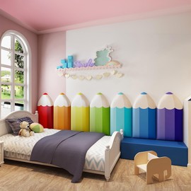 3D Anti-Collision Padded Panels, Peel & Stick Headboard, Playroom & Nursery Sensory Wall Stickers (Yellow, 4)