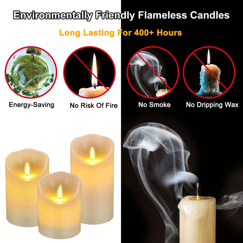 antizer Flameless LED Candles 4" 5" 6" Set of 3