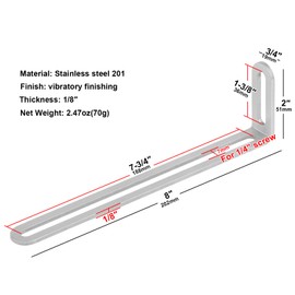Fanmao 10 Pcs 8" L x 3/4" W x 2" H Slotted L Brackets for Shelves, Adjustable Corner Brace Support, 1/8" Thick