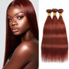 Reddish Brown Straight Bundles Human Hair 22 24 26 Inch