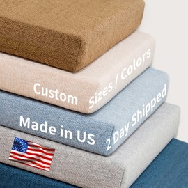ColourTree Custom Size Bench Cushion for Indoor/Outdoor Patio Furniture/Chair/Window Seat, Premium 75D Foam (Custom Sizes/Colors/Thickness/Samples Available) (Discounted Second Cover) (1 Inch Thick)