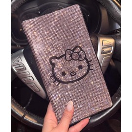 Fashion Car Document Holder Shiny Ultra Rhinestones Bling (Ice Pink Cat)
