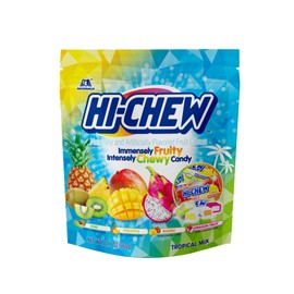 HI-CHEW Tropical Mix, 4 Stand Up Pouches, 12.7oz each | Kiwi Pineapple Mango Dragon Fruit | Unique Fun Soft & Chewy Taffy Candy | Immensely Juicy Fruit Flavors | Individually Wrapped for Sharing