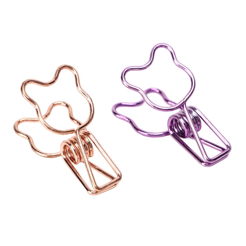 100Pcs Bear Binder Clamps Cute Shape Strong Clamping Sturdy Metal