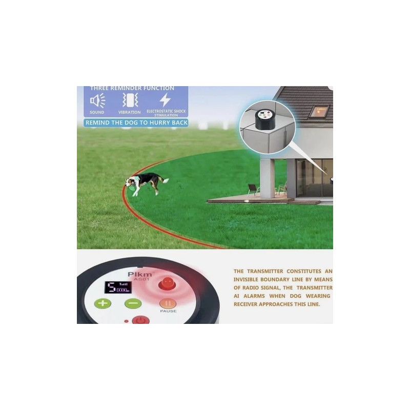 PLKM Wireless Dog Fence, Pet Intelligent Electric Containment System (AI