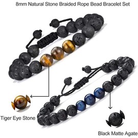 Bead Bracelet for Men Women 8mm Tigers Eye Bracelet Natural Stone Bracelet Mala Beads Crystal Bracelet for Healing Positivity Anxiety Chakra Bracelet Semi Precious Gemstone Bracelet for Calming Gift