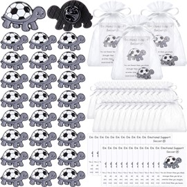 Cunno 24 Set Inspirational Soccer Gift Bulk Turtle Pins with Emotional Support Cards Sports Appreciation for Team Staff Players Graduation End of Year Christmas Party Favor
