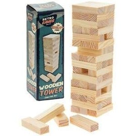 retrogames LP62006 Retro Games | Wooden Tower | 1 Piece-5x5x16 cm Accessory, Brown, One Size