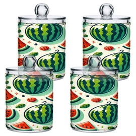 Zhirexin Cartoon Watermelon 2PC Airtight Transparent Plastic Storage Jar Glass Food Storage Container Glass, Can Store Candy, Salt, Coffee Beans, With lid, Easy To Use