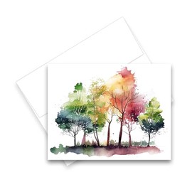 Aria Rae Design Spring Trees Cards, Set of 10, Blank cards with envelope, All occasion cards, Watercolor cards, Notecards with envelopes, blank note card