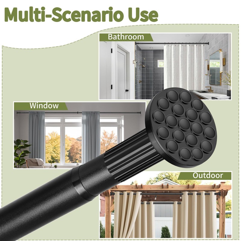 Tension Shower Curtain Rod 51-86In(4.25-7.16Ft), Tension Shower Rod No Drilling