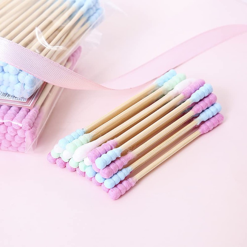 GSHLLO 200 Pcs Double Head Cotton Swabs Spiral Cotton Heads
