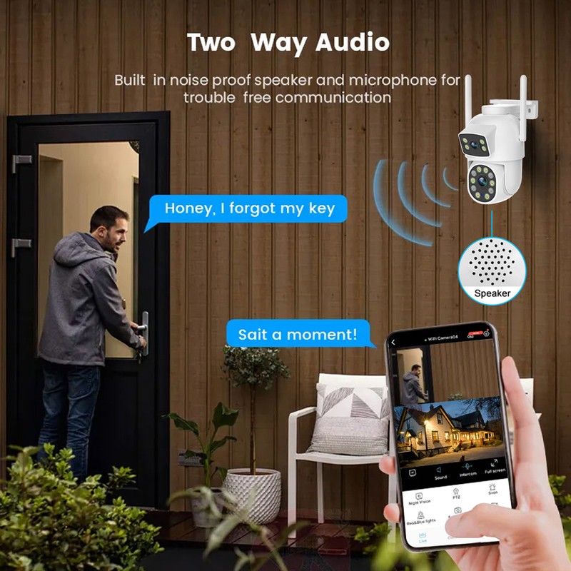 Dual Lens Security Camera 360° Pan Tilt Wireless Surveillance Camera