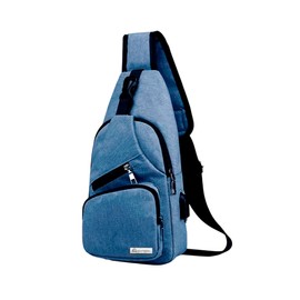 Bluelander Mochila Cruzada Antirrobo Impermeable, Bolso de Pecho para Hombre, Bolso Bandolera con Puerto de Carga USB, Perfecta para Celular, Tablets, Actividades como Deportes, Compras (Azul)