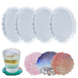 QRZLP 4PCS Coaster Resin Mold, Irregularly Coaster Molds for Resin Casting Silicone Coaster Molds for DIY Art Craft Cup Mats, Home Decoration.