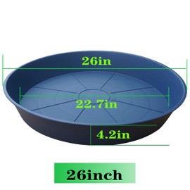 Bleuhome 3 Pack of 25 26 inch Plant Saucer (22.7 Inch Base), 4.2" Depth, Large Deep Plastic Flower Planter Water Trays for Indoors Outdoor Bath Bath, Plant Drip Trays for Pot (26", Blue)