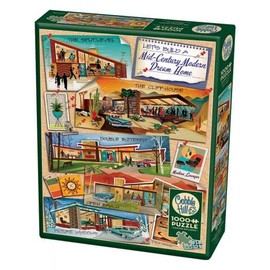 Cobble Hill 1000 Piece Puzzle - Mid-Century Modern Dream Home - Sample Poster Included