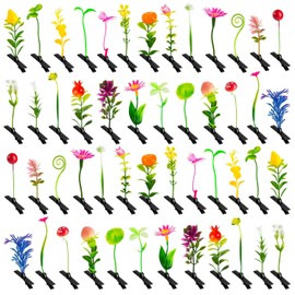 Pinzas para El Pelo con Forma de Brotes, Estilo Variado, con Forma de Plantas. Pinzas para El Pelo con Forma de Brotes de Hierba. 50 Unidades. Pinzas para El Pelo con Forma de Seta. Regalo Par