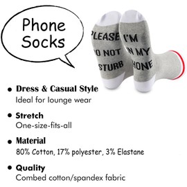 TSOTMO Phone Socks Make Phone Calls Gift Video Telephone Gift Phone Lovers Gifts I'M On My Phone Socks For Men Women (Phone Socks)
