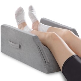 UBBCARE Leg Elevation Pillow for Leg/Knee Surgery Recovery, Memory Foam Double Leg Pillow with Velvet Washable Cover, Grey
