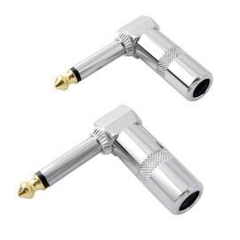 BLLNDX Audio 1/4 inch Right Angle Plug 2PCS 6.3mm 90 Degree TS Mono Male Solder-On Connector Microphone Phone Jack Adapter