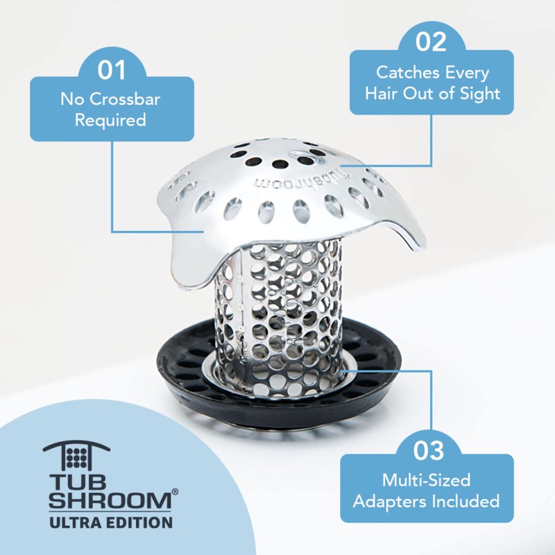 TubShroom Bathtub Hair Drain Catcher Stainless Steel, Standard