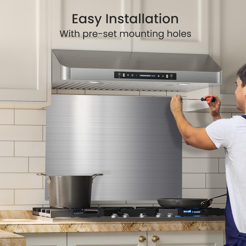 VIKIO HOME Kitchen Wall Shield – 24x30 Inch Stainless Steel