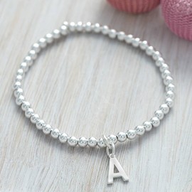Hurley Burley Girl's Silver Initial Charm Ball Bracelet 16cm